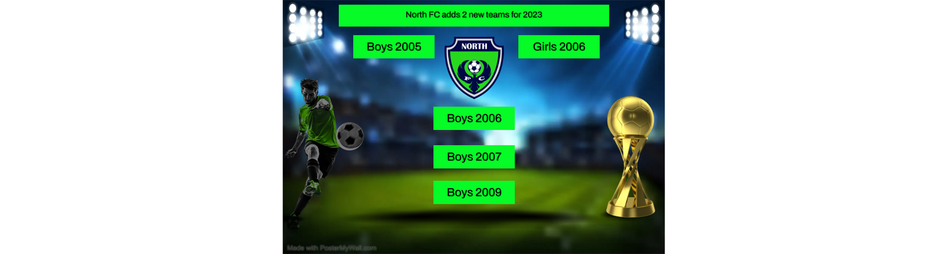 NORTH FC adds 2005 Boys and 2006 Girls teams for 2023